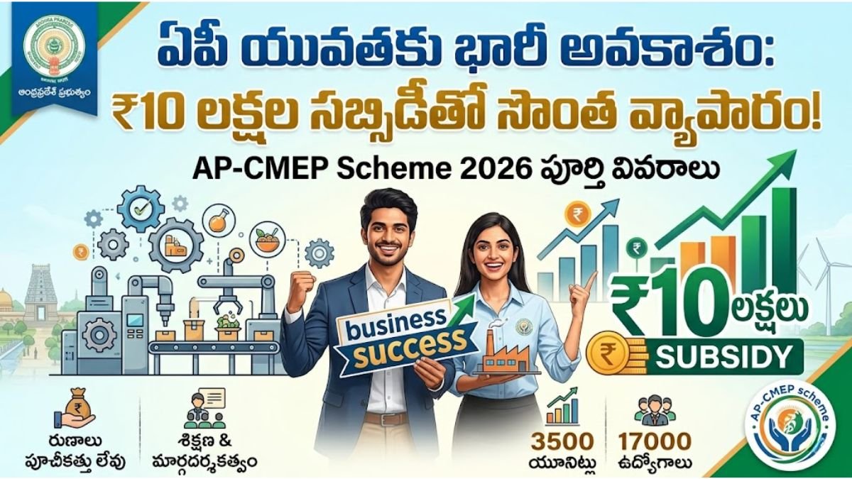 ఏపీ యువతకు భారీ అవకాశం: ₹10 లక్షల సబ్సిడీతో సొంత వ్యాపారం – AP-CMEP Scheme 2026 పూర్తి వివరాలు 1 AP CMEP Scheme 2026 Benefits Application Process