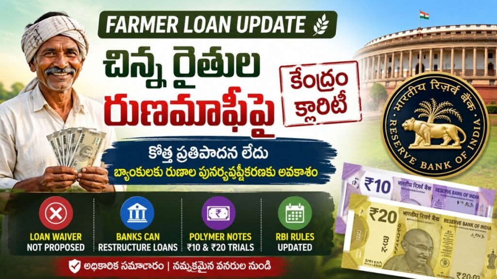 Farmer Loan Waiver Update - రైతుల రుణమాఫీపై కేంద్ర ప్రభుత్వ తాజా ప్రకటన