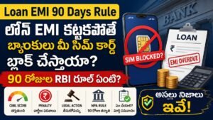 Loan EMI 90 Days Rule గురించి RBI నిబంధనలు, EMI మిస్ అయితే జరిగే పరిణామాలు మరియు సిమ్ కార్డ్ బ్లాక్‌పై నిజమైన సమాచారం.