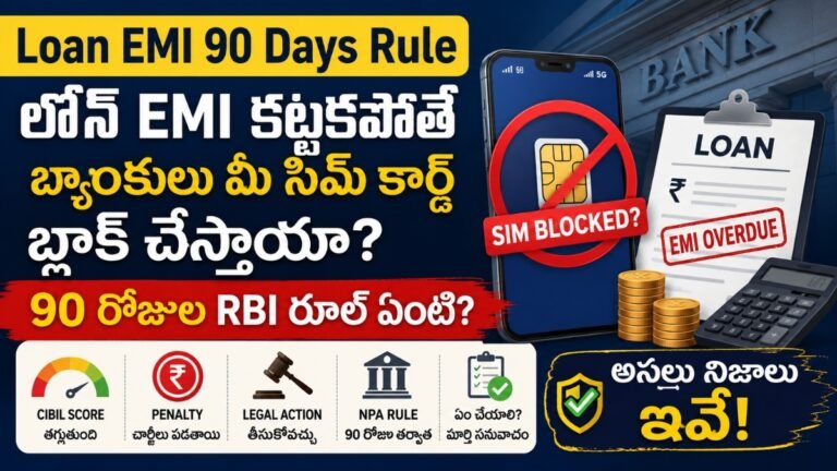 లోన్ ఈఎంఐ కట్టకపోతే బ్యాంకులు మీ సిమ్ కార్డ్ బ్లాక్ చేస్తాయా? 90 రోజుల ఆర్బీఐ రూల్ అసలు నిజాలు! | Loan EMI 90 Days Rule Loan EMI 90 Days Rule RBI GuidelinesLoan EMI 90 Days Rule 6 లోన్ ఈఎంఐ కట్టకపోతే బ్యాంకులు మీ సిమ్ కార్డ్ బ్లాక్ చేస్తాయా? 90 రోజుల ఆర్బీఐ రూల్ అసలు నిజాలు! | Loan EMI 90 Days Rule Loan EMI 90 Days Rule RBI GuidelinesLoan EMI 90 Days Rule