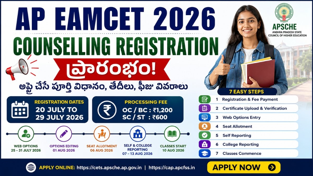 AP EAMCET 2026 Counselling Registration తేదీలు, ఫీజు, వెబ్ ఆప్షన్స్ మరియు పూర్తి అప్లికేషన్ ప్రక్రియ వివరాల చిత్రం