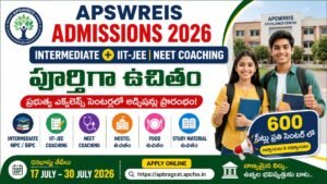 APSWREIS Admissions 2026 Free IIT JEE NEET Coaching with Free Hostel and Food for Intermediate Students in Andhra Pradesh