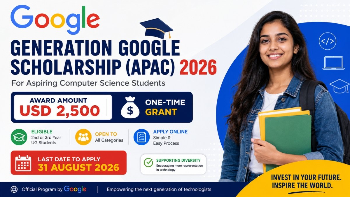 Generation Google Scholarship (APAC) 2026 scholarship details for Computer Science students with eligibility and application guide.