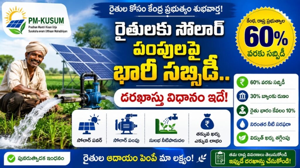 PM KUSUM Solar Pump Subsidy Scheme for Indian Farmers with 60% Subsidy