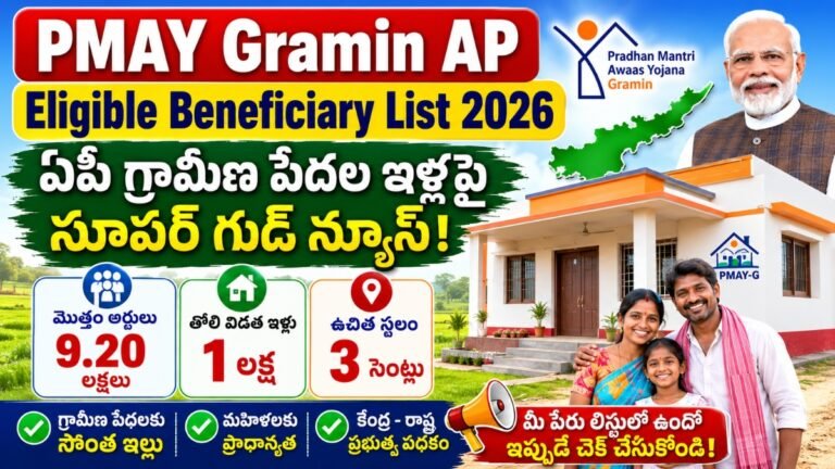 PMAY Gramin AP Eligible Beneficiary List 2026లో మీ పేరు ఉందా? తాజా అర్హుల జాబితా, ఇళ్ల కేటాయింపు వివరాలు తెలుసుకోండి.