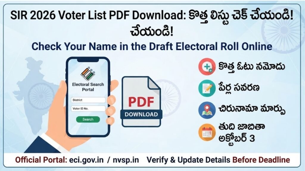 SIR 2026 voter list pdf download and online status check banner image for citizens