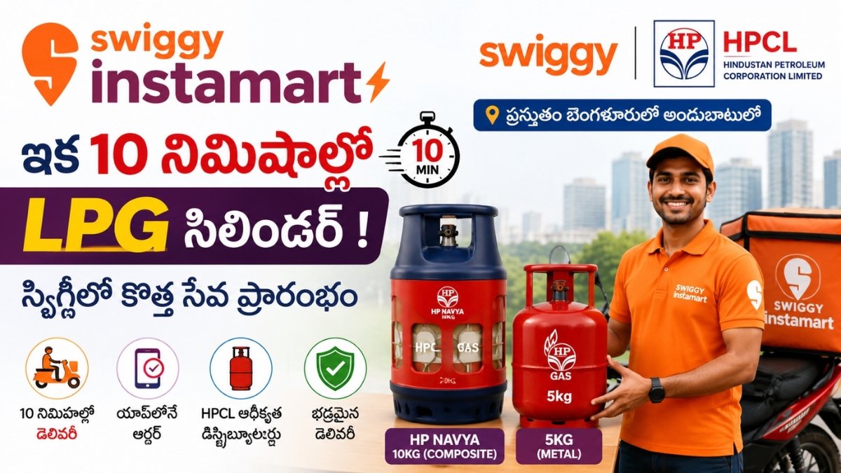 Swiggy Instamart LPG cylinder delivery service with HPCL partnership.